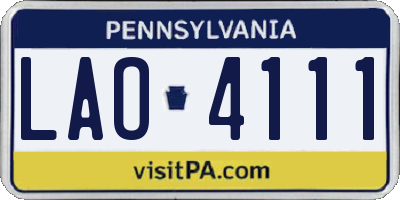 PA license plate LAO4111