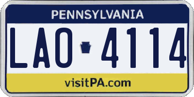 PA license plate LAO4114