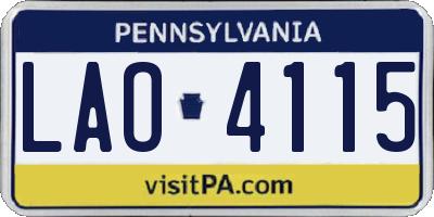 PA license plate LAO4115