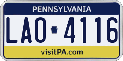 PA license plate LAO4116