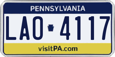 PA license plate LAO4117