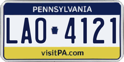 PA license plate LAO4121
