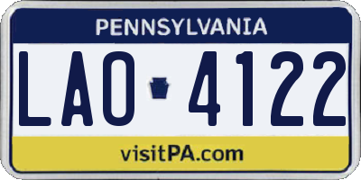 PA license plate LAO4122