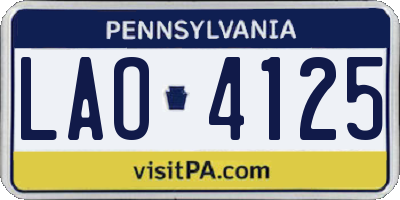 PA license plate LAO4125