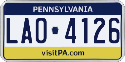 PA license plate LAO4126