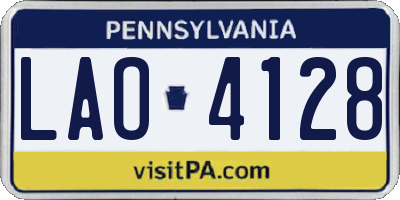 PA license plate LAO4128