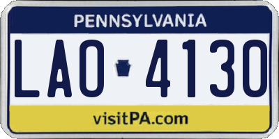 PA license plate LAO4130