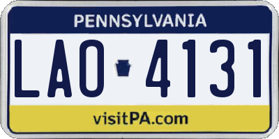 PA license plate LAO4131