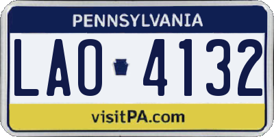 PA license plate LAO4132