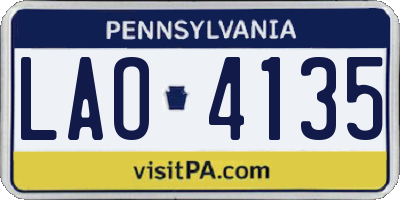 PA license plate LAO4135