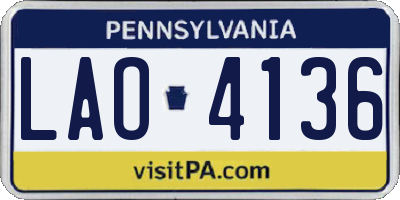 PA license plate LAO4136