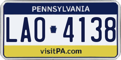 PA license plate LAO4138