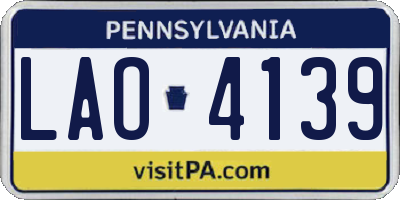 PA license plate LAO4139