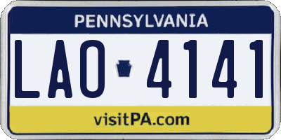PA license plate LAO4141
