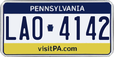 PA license plate LAO4142
