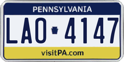 PA license plate LAO4147