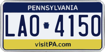 PA license plate LAO4150