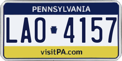 PA license plate LAO4157