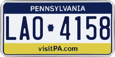 PA license plate LAO4158