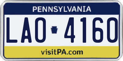 PA license plate LAO4160