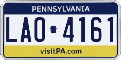 PA license plate LAO4161