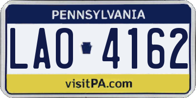 PA license plate LAO4162