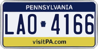 PA license plate LAO4166