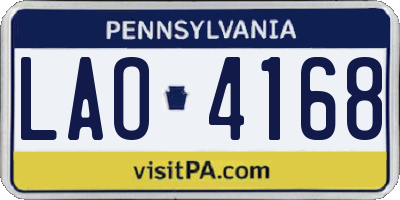 PA license plate LAO4168