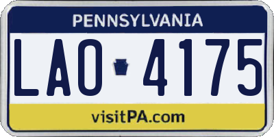 PA license plate LAO4175