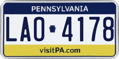 PA license plate LAO4178