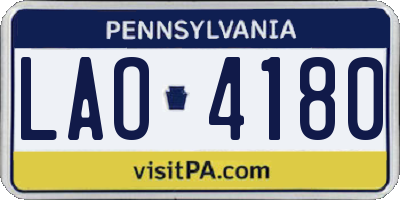 PA license plate LAO4180