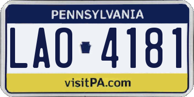 PA license plate LAO4181