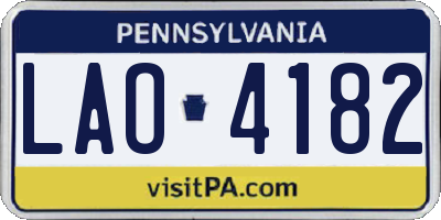 PA license plate LAO4182