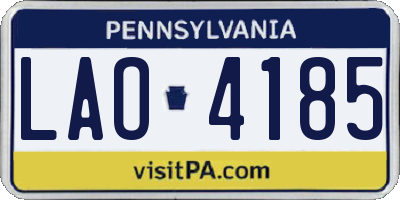 PA license plate LAO4185