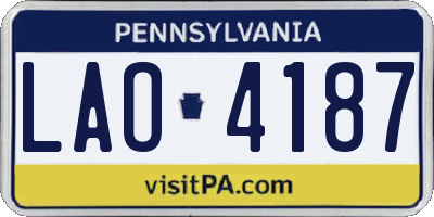 PA license plate LAO4187