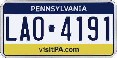 PA license plate LAO4191