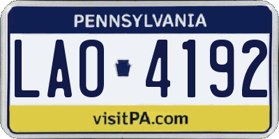 PA license plate LAO4192