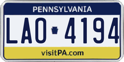 PA license plate LAO4194