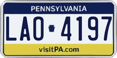 PA license plate LAO4197