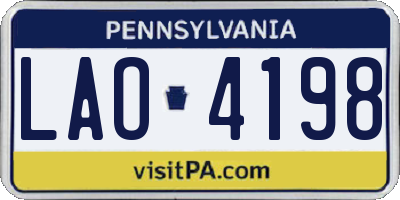 PA license plate LAO4198