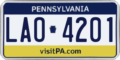 PA license plate LAO4201