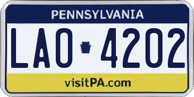 PA license plate LAO4202
