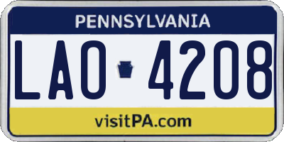 PA license plate LAO4208