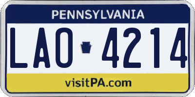 PA license plate LAO4214