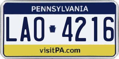 PA license plate LAO4216
