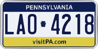 PA license plate LAO4218