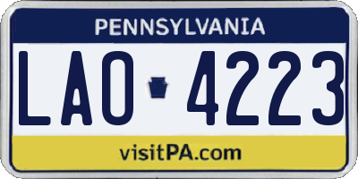 PA license plate LAO4223
