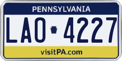 PA license plate LAO4227