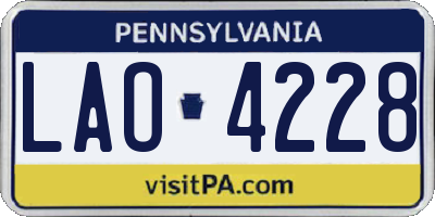 PA license plate LAO4228
