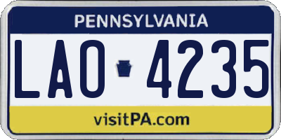 PA license plate LAO4235